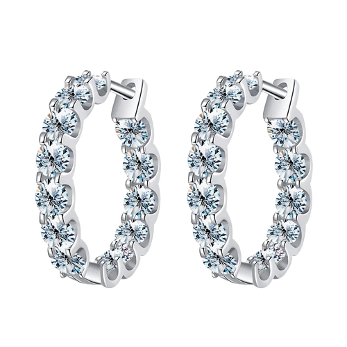 2.6ct D Moissanite 925 Sterling Silver Huggie Hoop Earrings for Women Wedding