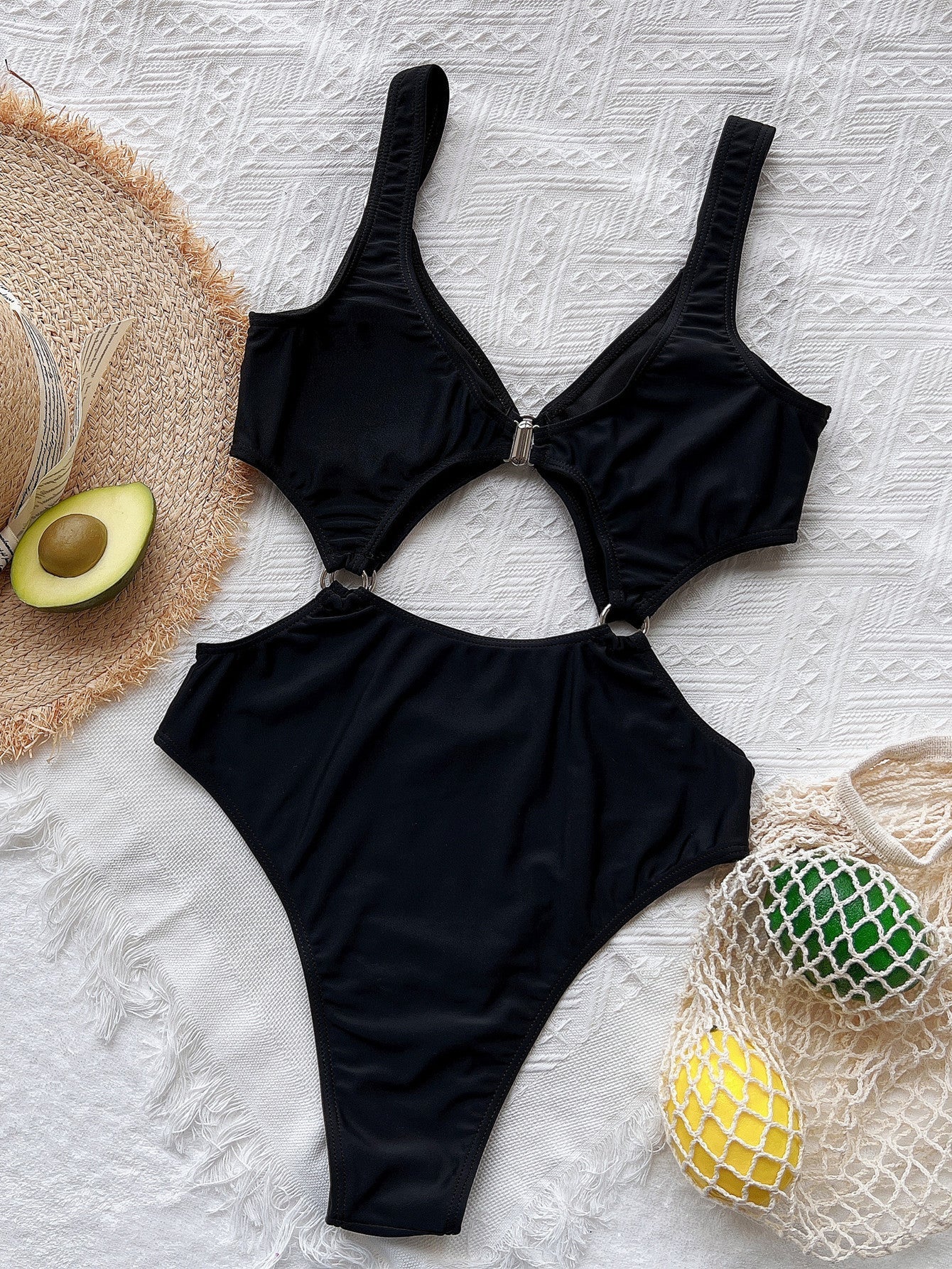 Single Sexy Large Steel Ring Women One-Piece Swimming Suit Swimsuit