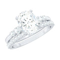 Certified Oval Cut Moissanite Engagement Ring with Wedding Band Set