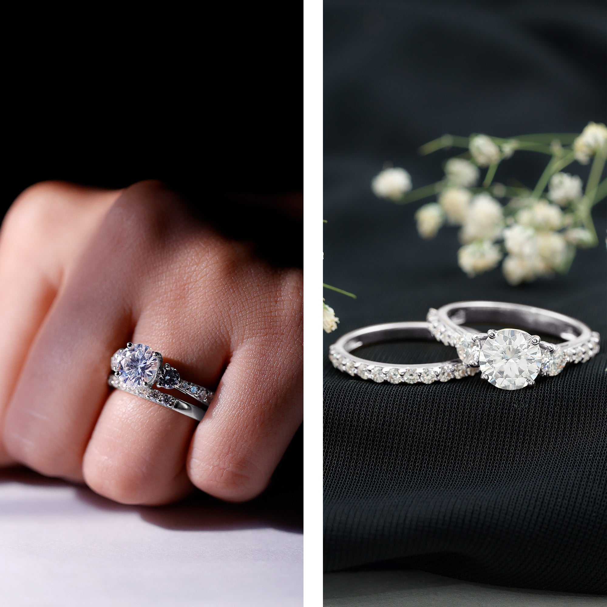 Certified 4.50 CT Round Moissanite Bridal Ring Set For Wedding