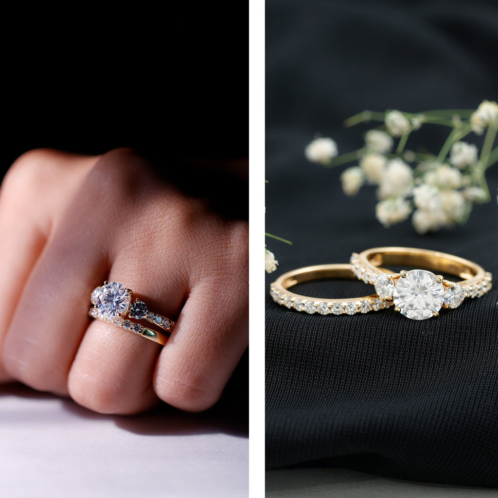 Certified 4.50 CT Round Moissanite Bridal Ring Set For Wedding