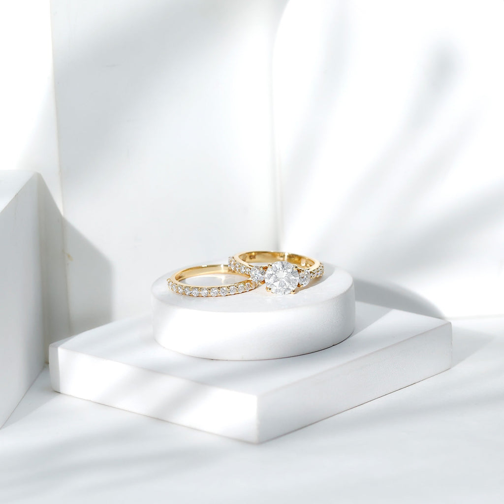 Certified 4.50 CT Round Moissanite Bridal Ring Set For Wedding