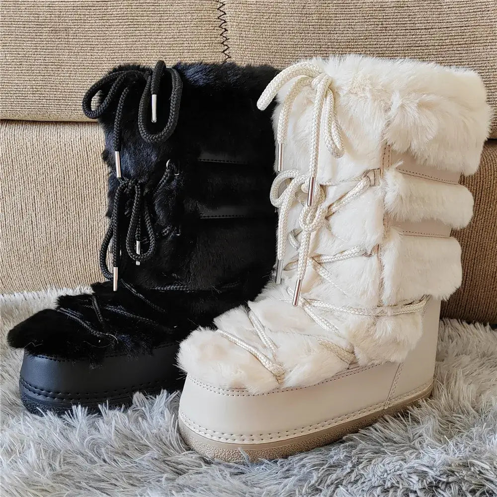 Stay Warm in Style  Y2K Fur Boots