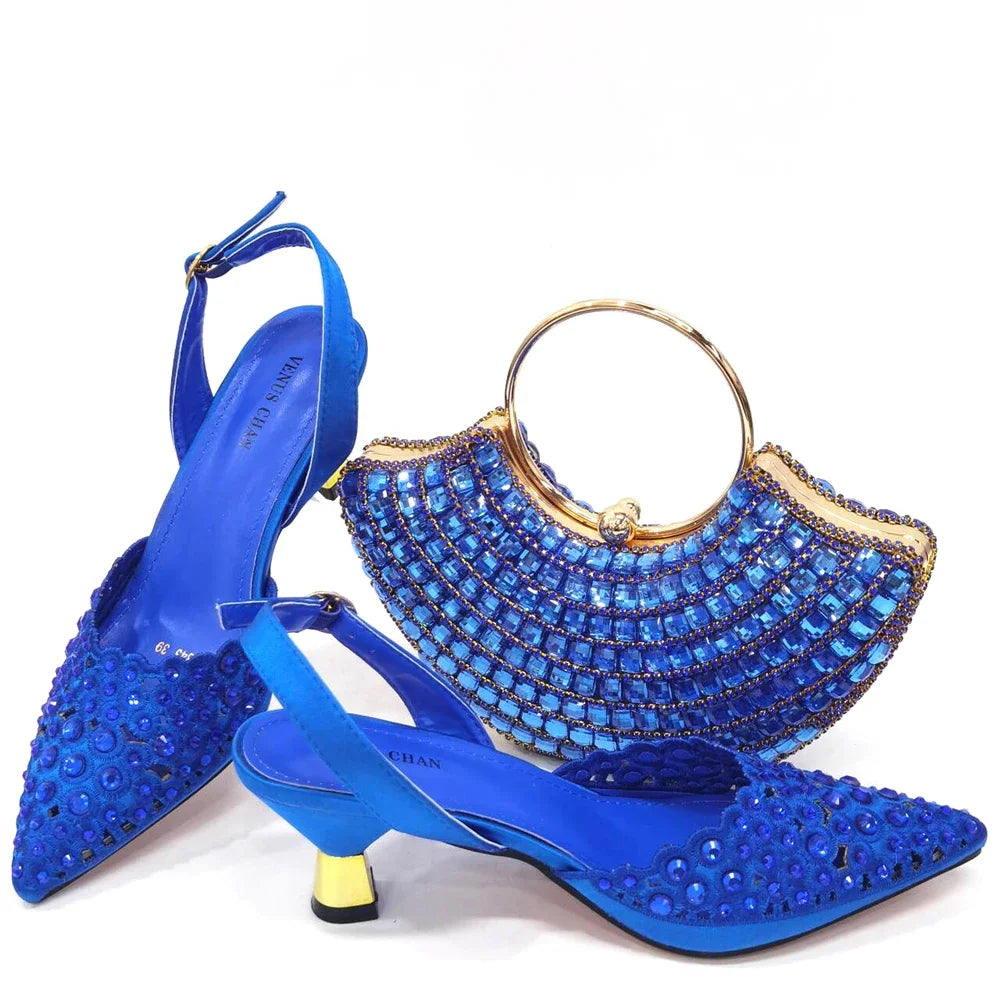 Latest Luxury Pattern Ladies Shoes And Bag Set ED217